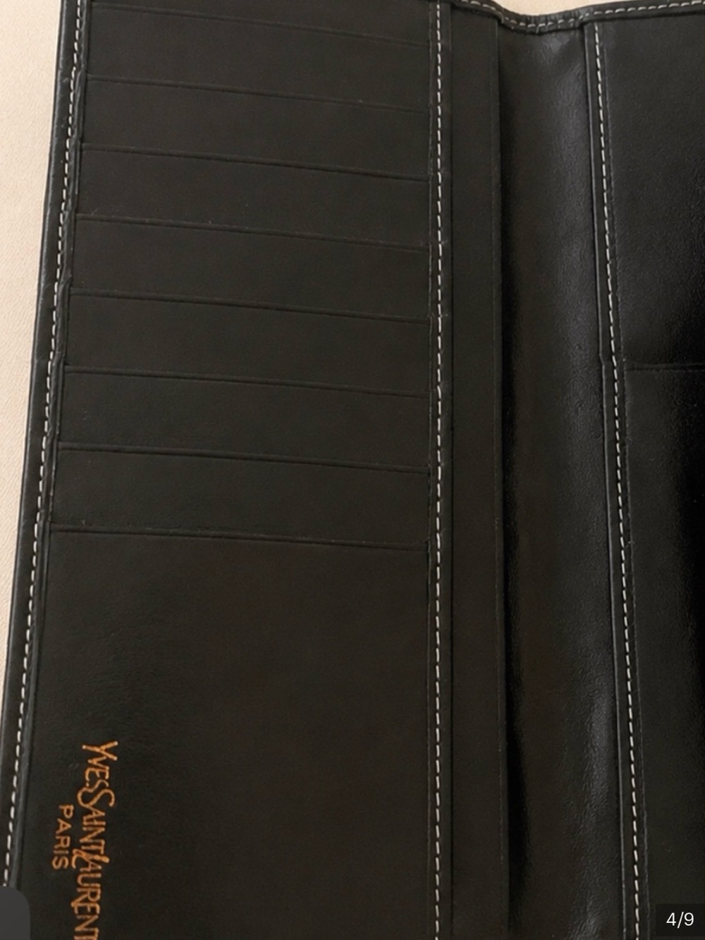 Yves Saint Laurent Black Leather Wallet with White stitching EUC - Picture 9 of 13